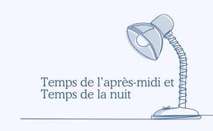 Une lampe. Visuel du texte "temps de travail de l’après-midi, temps de la nuit"