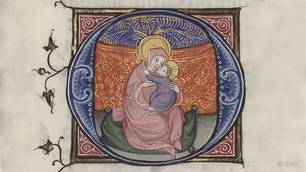 Gottesmutter Maria mit Jesuskind sitzend auf einem Polster