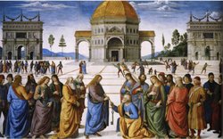 The Delivery of the Keys to St Peter, a 14th-century painting in the Sistine Chapel by Italian Renaissance painter Pietro Perugino.